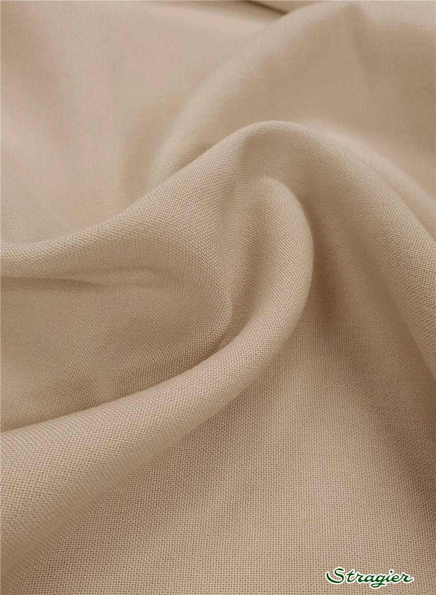 Wool &amp; Viscose Poplin - smooth - uni - Mastic