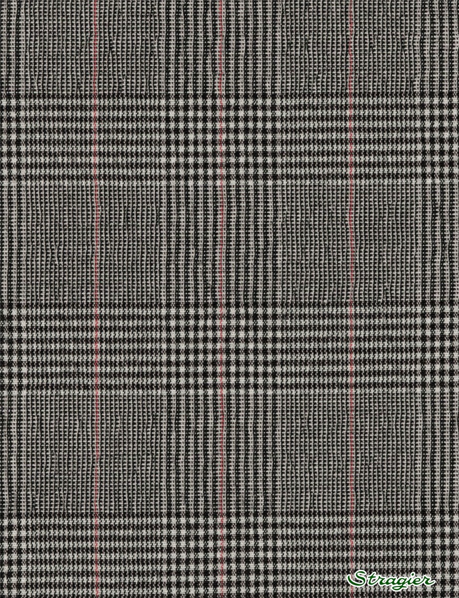 Seersucker - Prince de Galles - Noir & Rouge