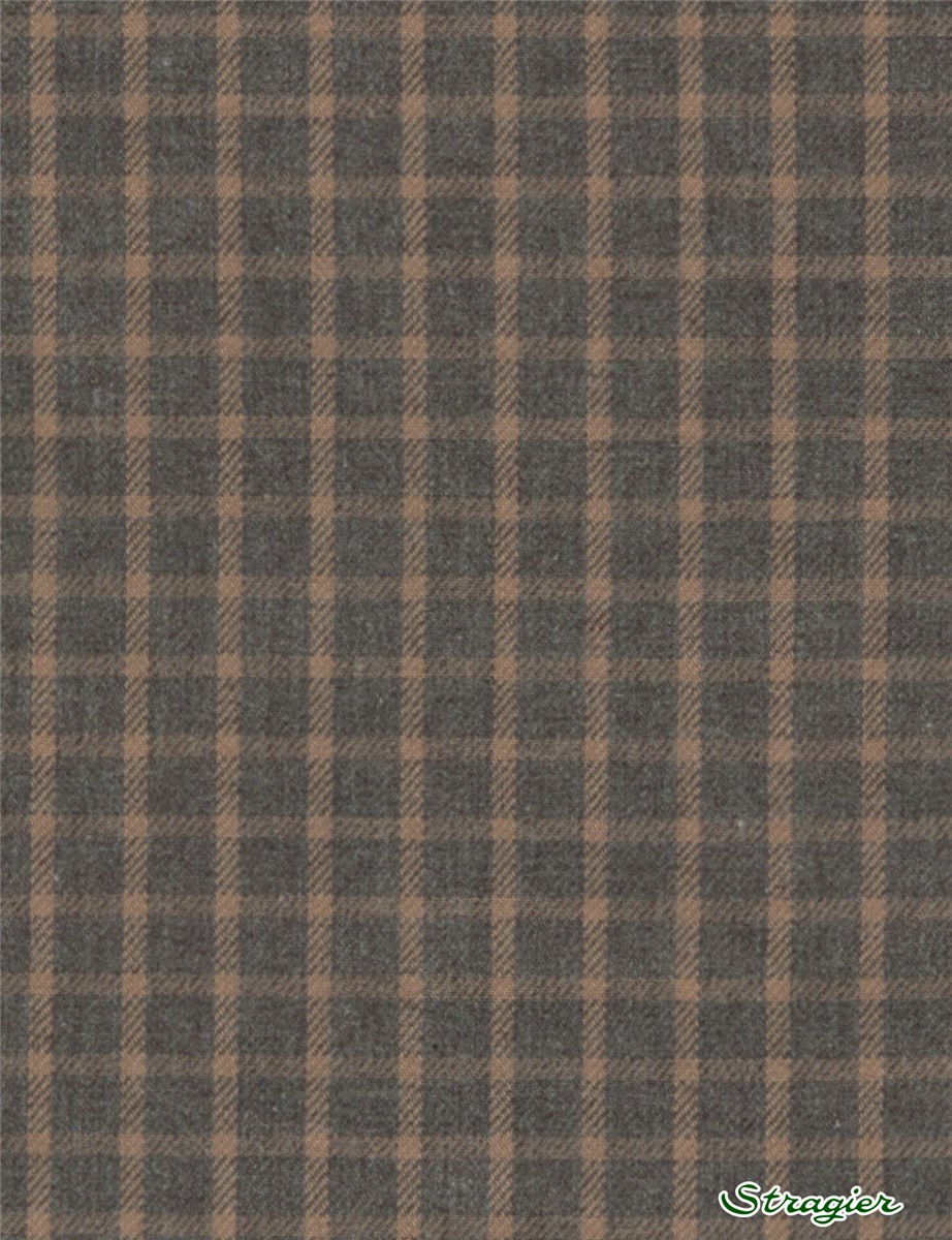 Coton gratté - Carreaux 10mm - Gris Galet