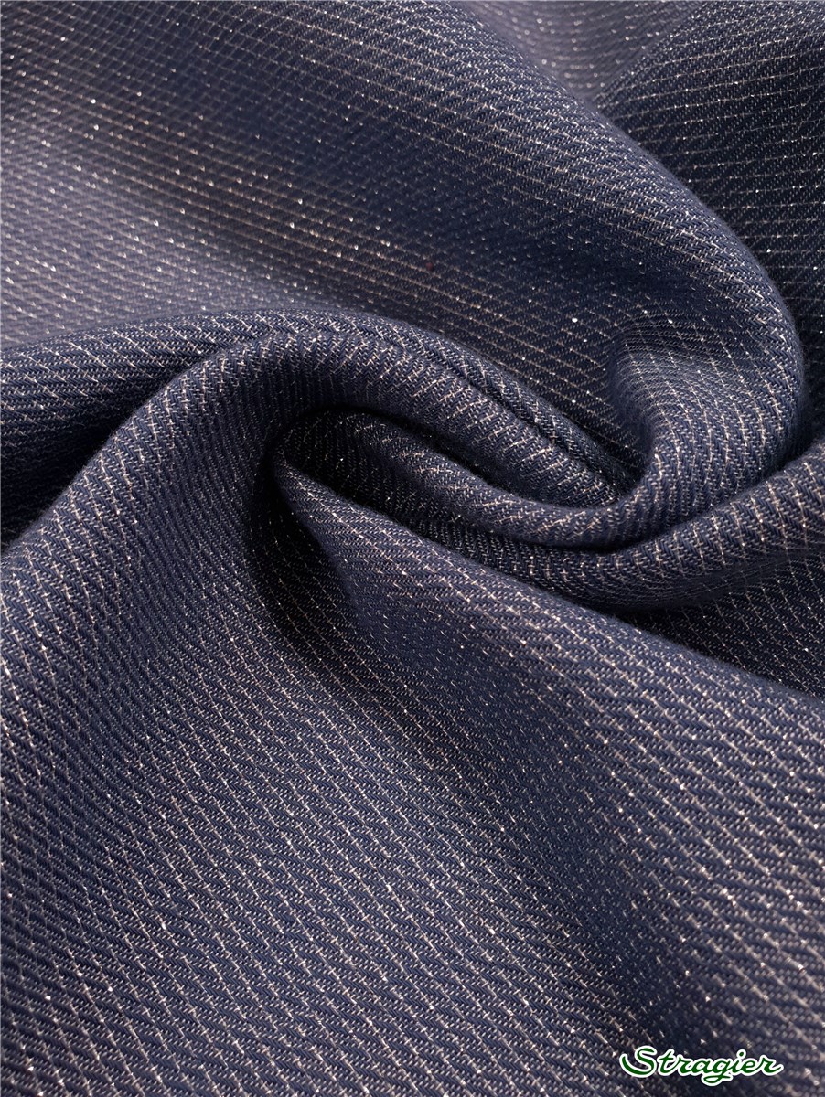 Coton & Lurex - léger & souple - uni - Bleu-Argent