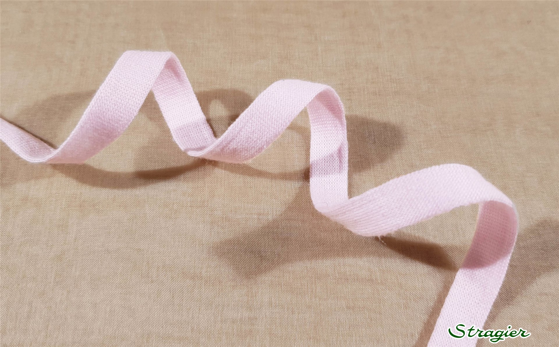 Tresse tubulaire pur Coton Bio - Uni - Rose Perle - 10 mm