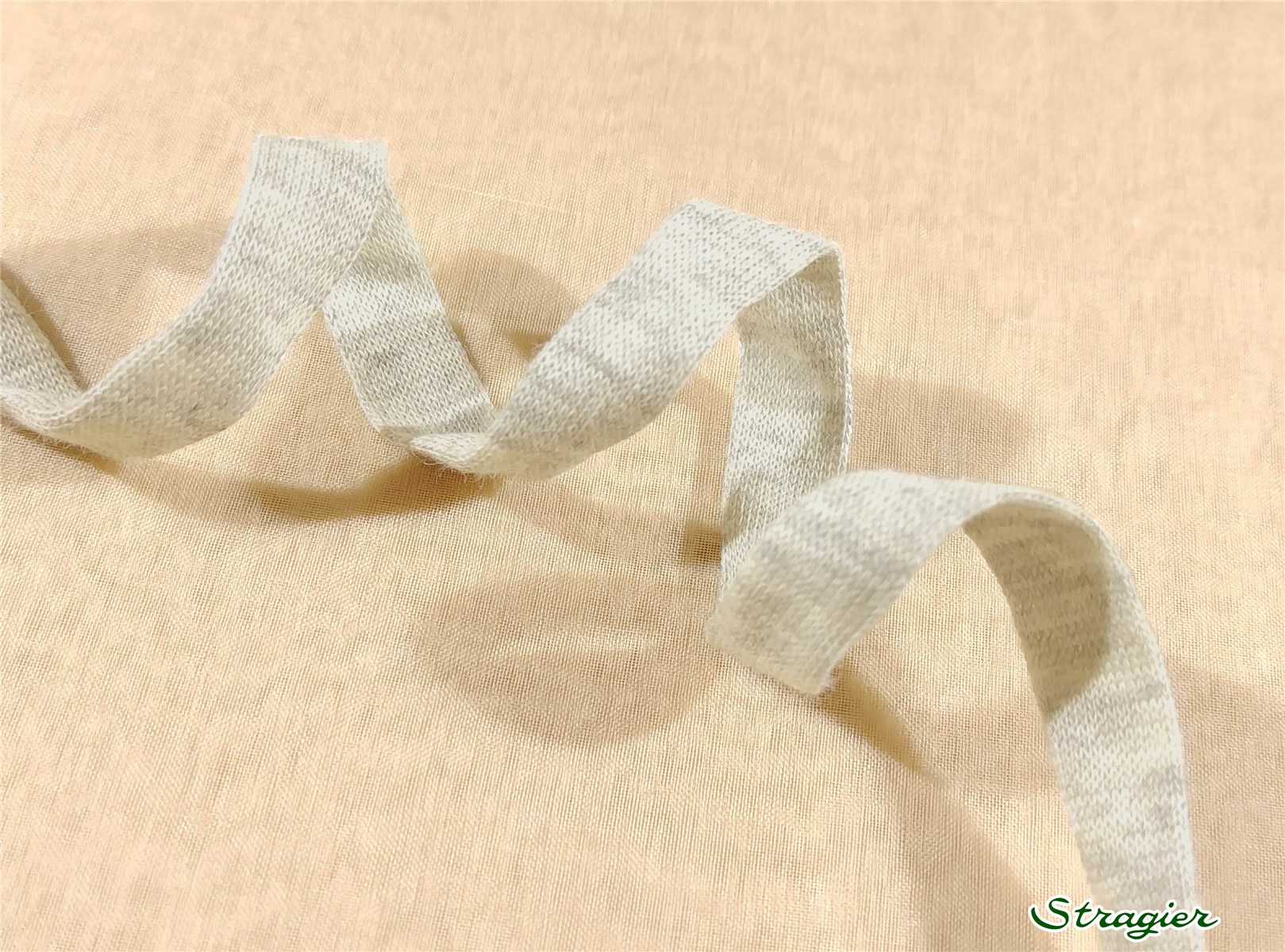 Tresse tubulaire pur Coton Bio - Uni - Gris perle chiné - 10 mm