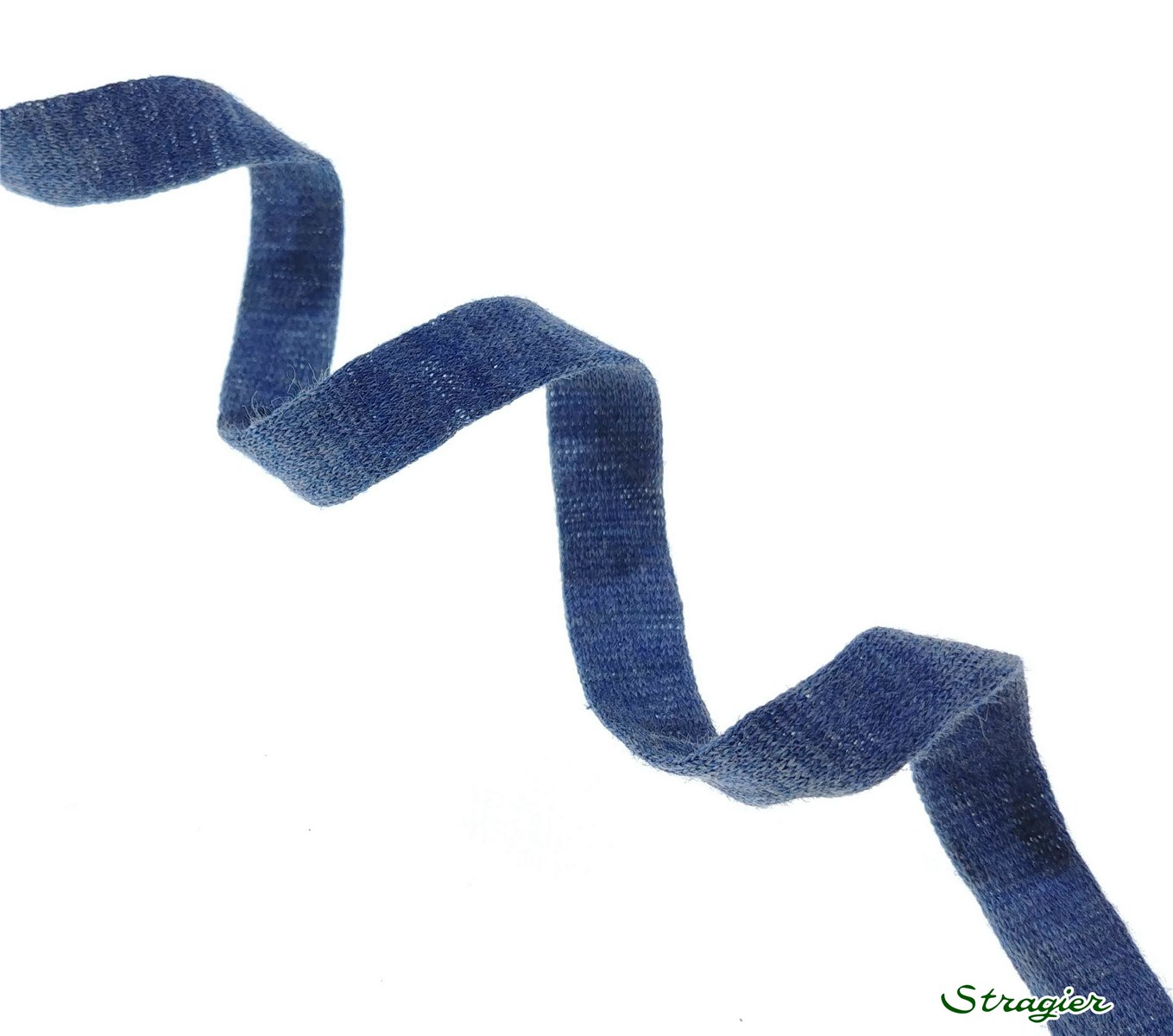 Pure Organic Cotton Tubular Braid - Plain - Bleu Denim - 10 mm