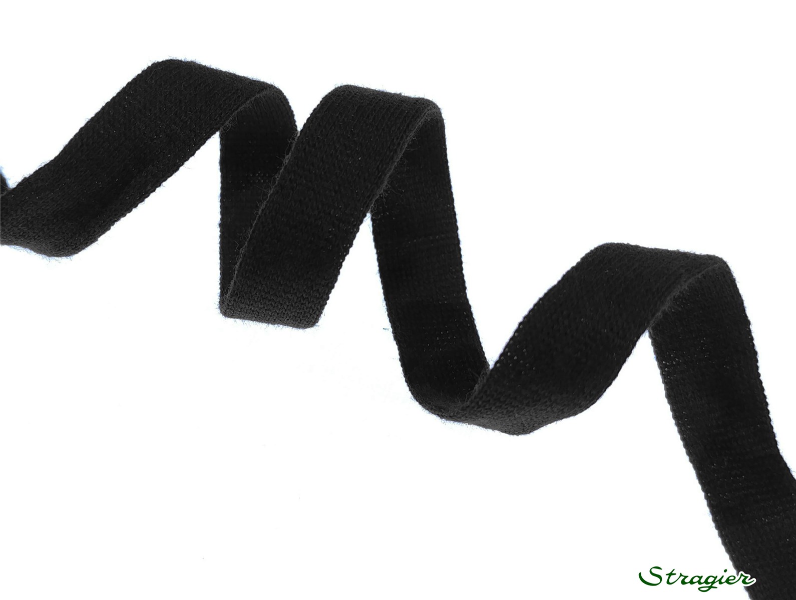 Pure Organic Cotton Tubular Braid - Plain - Noir - 10 mm