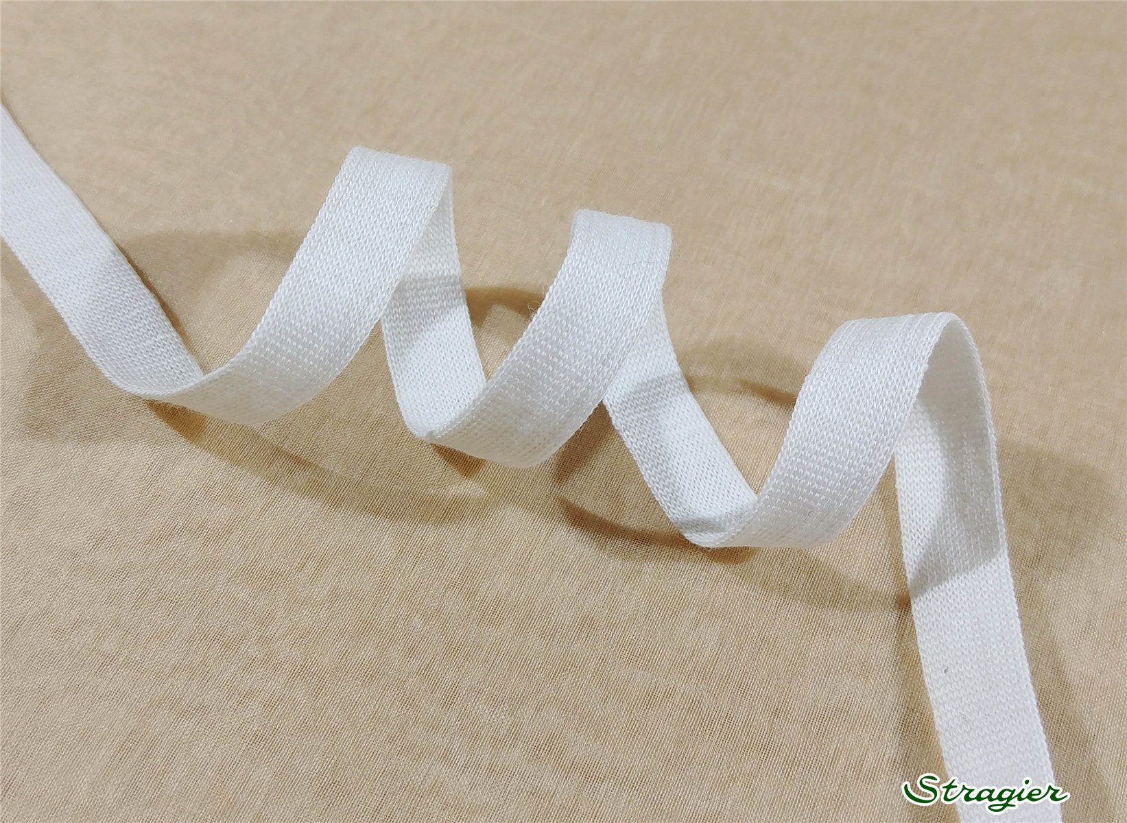 Pure Organic Cotton Tubular Braid - Plain - Blanc - 10 mm
