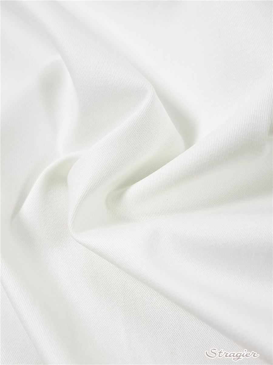 Coton sergé extensible - uni - Ivoire clair 