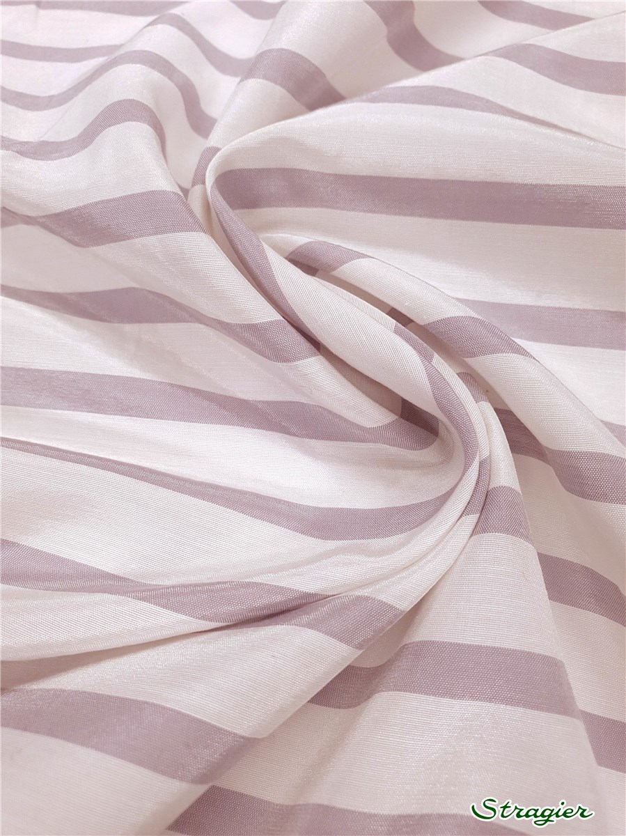 Batiste de Coton & Soie - Rayures 7-15mm - Orchidée givrée-Porcelaine 