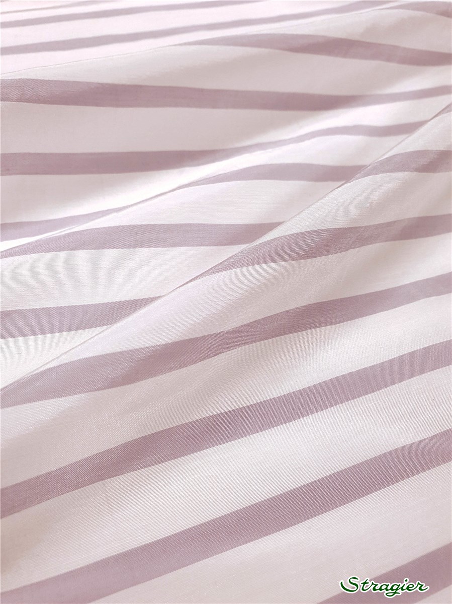 Batiste de Coton & Soie - Rayures 7-15mm - Orchidée givrée-Porcelaine
