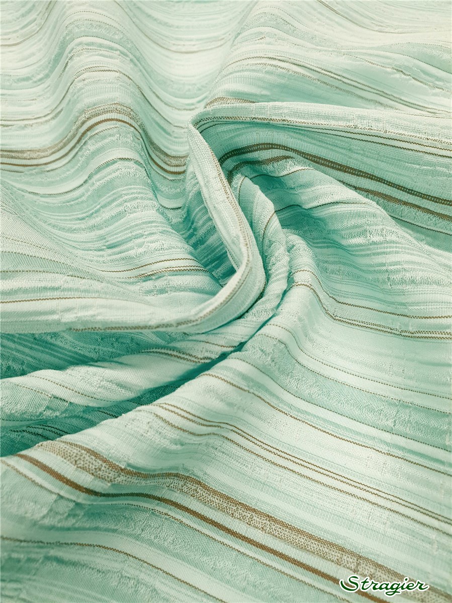 Seersucker Jacquard - Rayures - Turquoise-Taupe 
