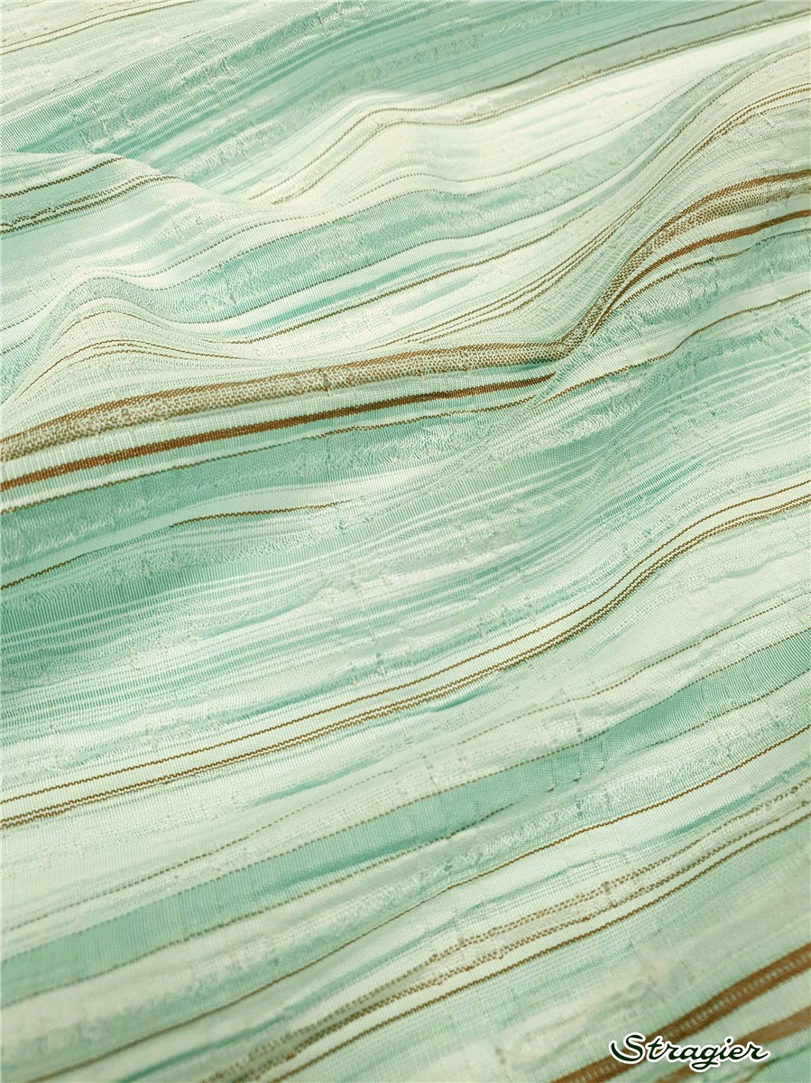 Seersucker Jacquard - Rayures - Turquoise-Taupe