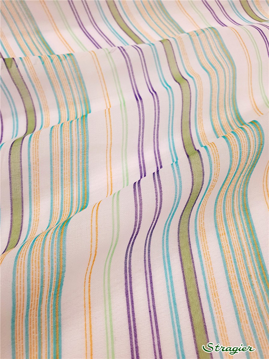 Swiss Cotton Voile - Rayures - Multi sur Blanc