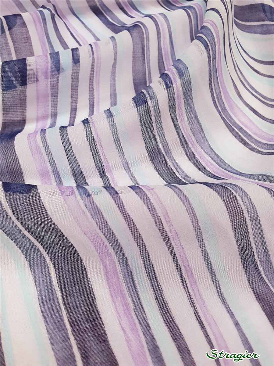 Swiss Cotton Voile - Rayures - Bleu Encre