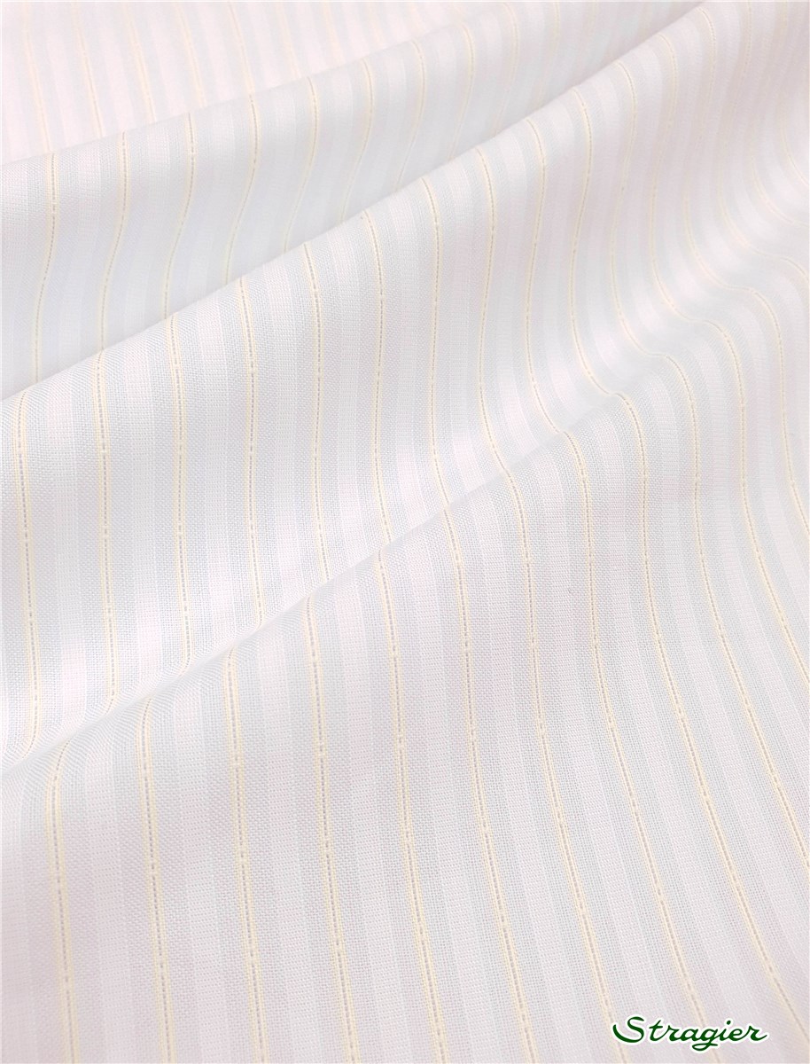 Batiste de Coton - fines rayures - Ciel-Paille 