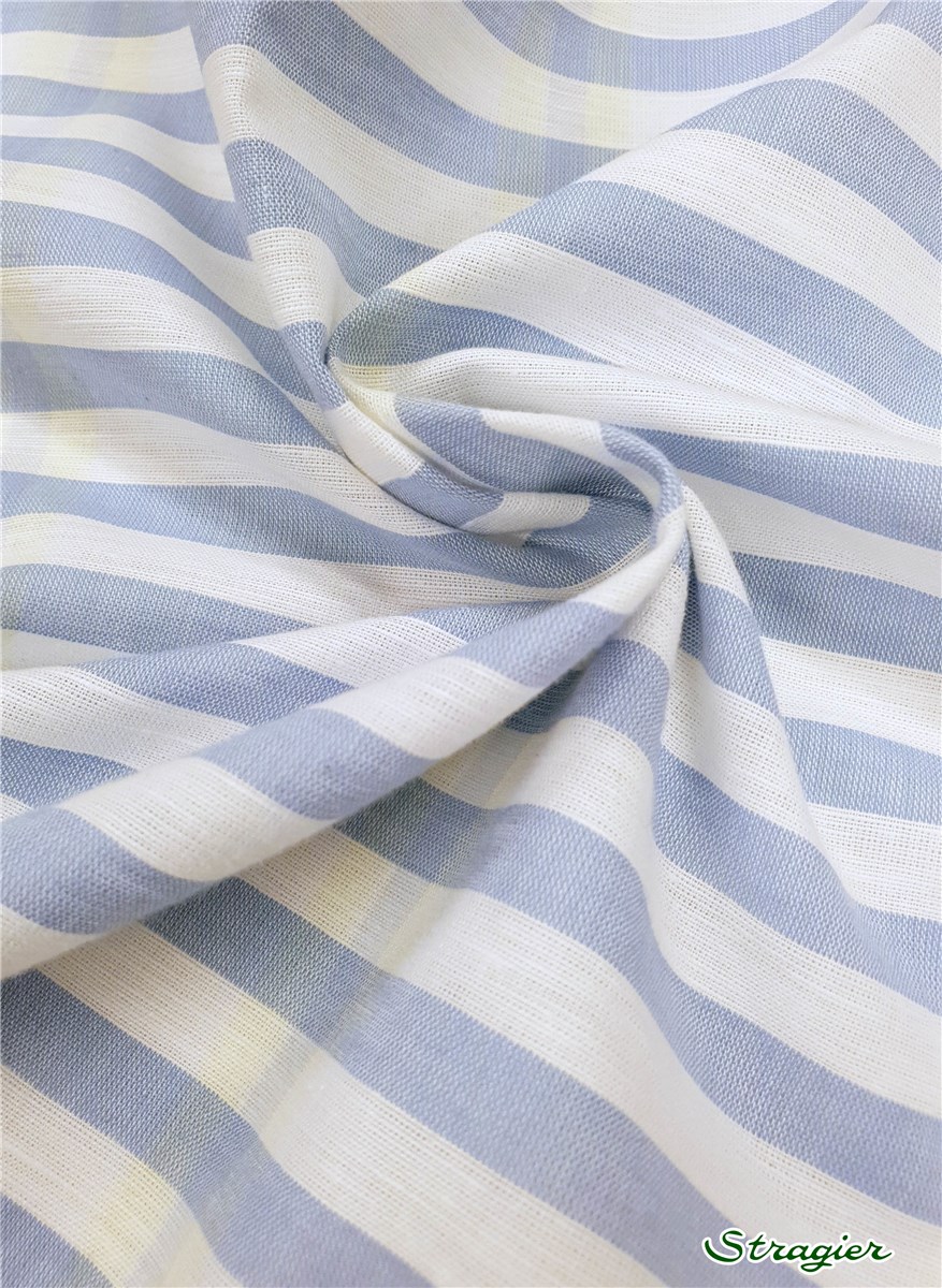 Coton souple - Rayures 10mm - Ciel-Blanc 