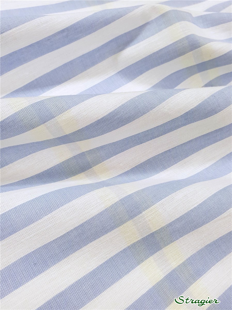 Coton souple - Rayures 10mm - Ciel-Blanc