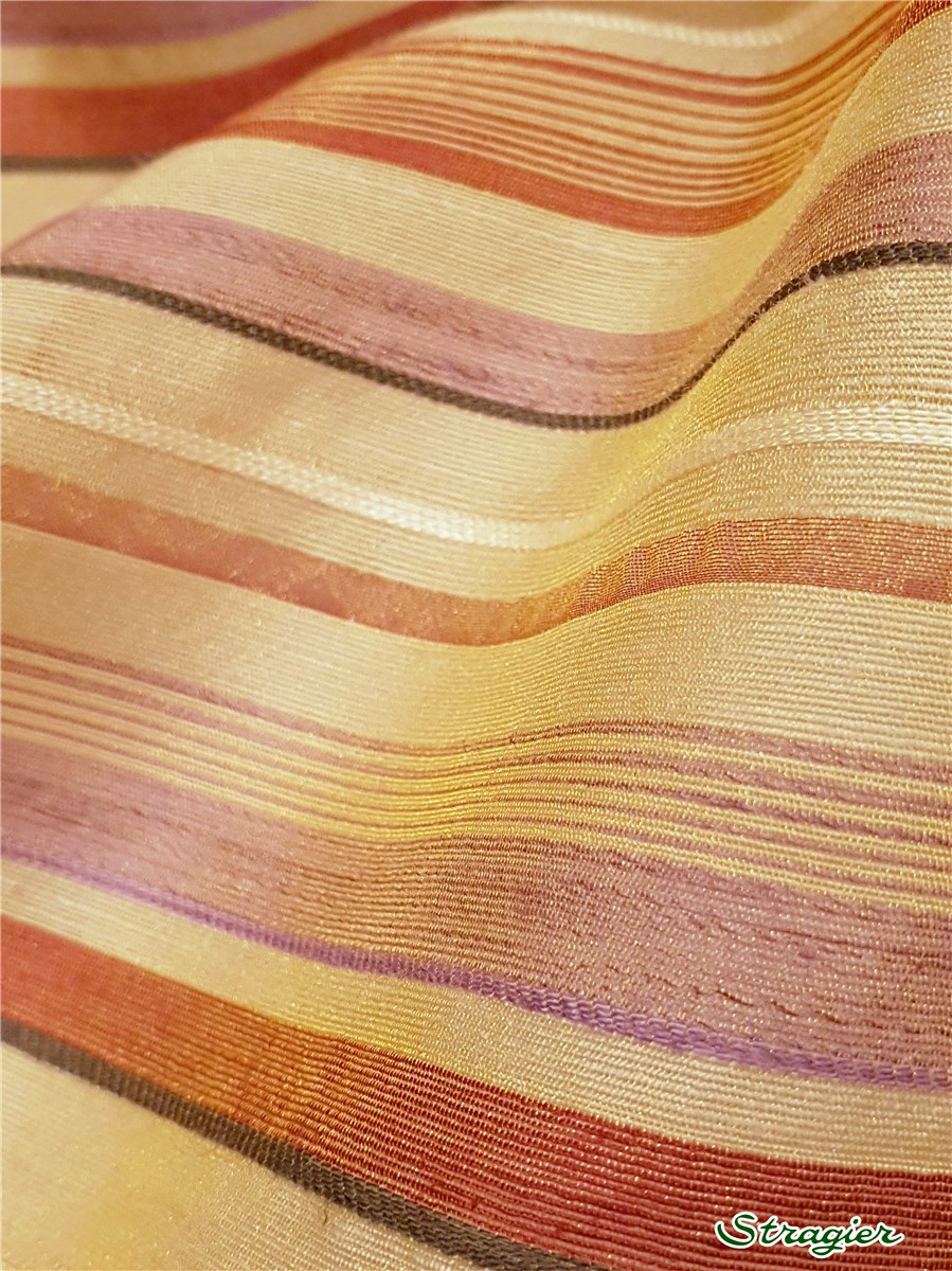 Viscose &amp; Polyester Batiste - Rayures Bayadères - Ocre-Sienne