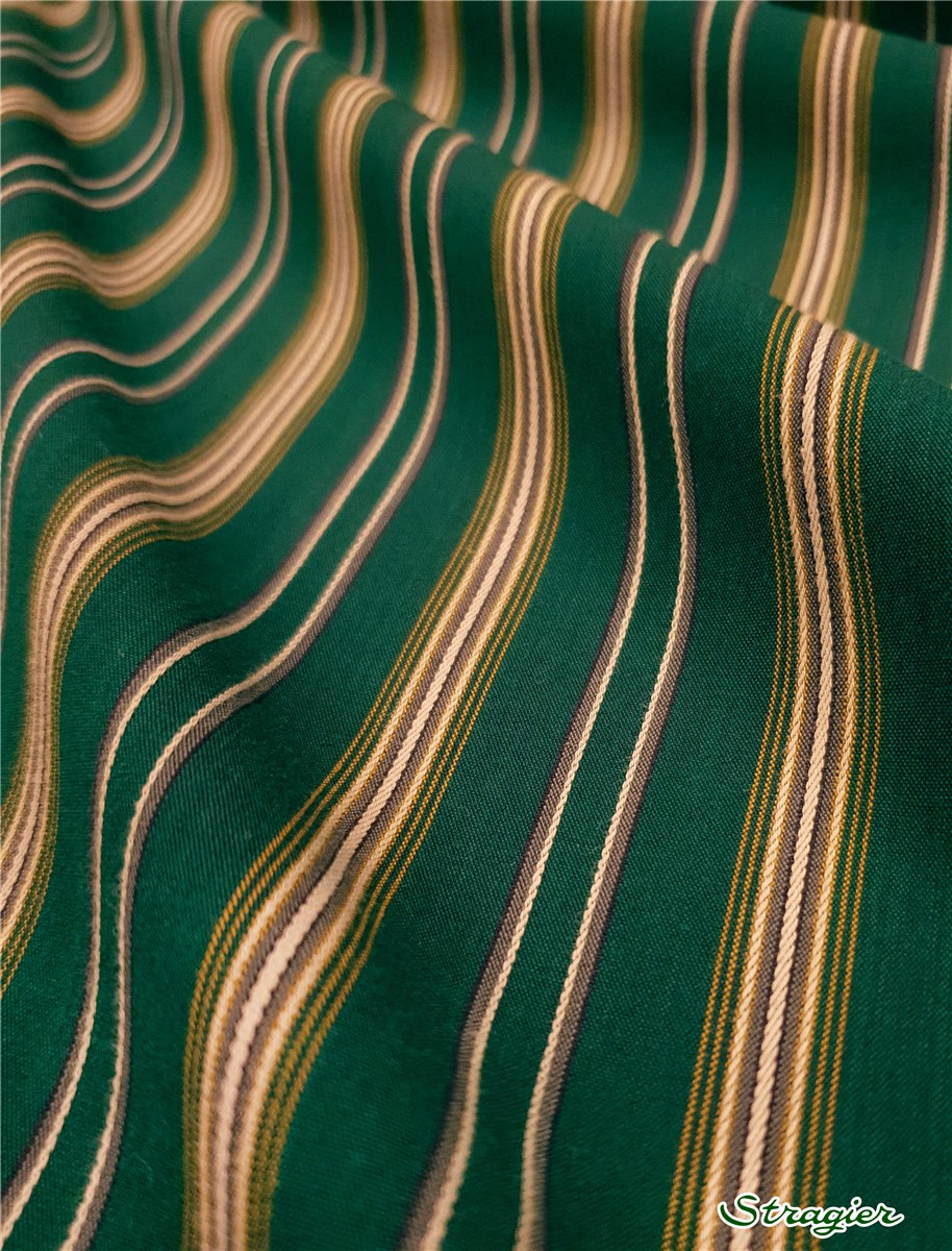 Coton Suisse - Rayure filetée - Vert Bouteille 