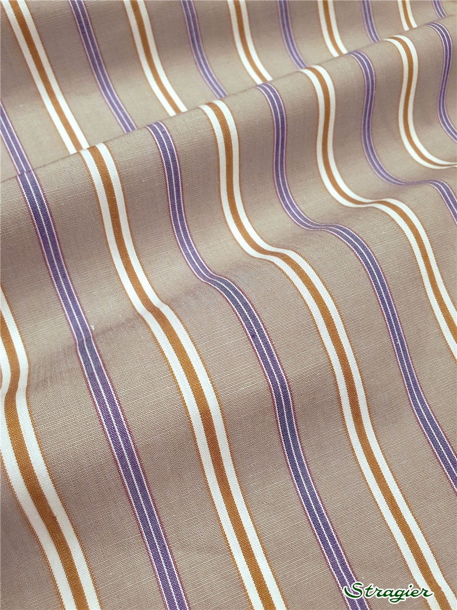 Poplin - Rayures - Beige-Camel-Bleu