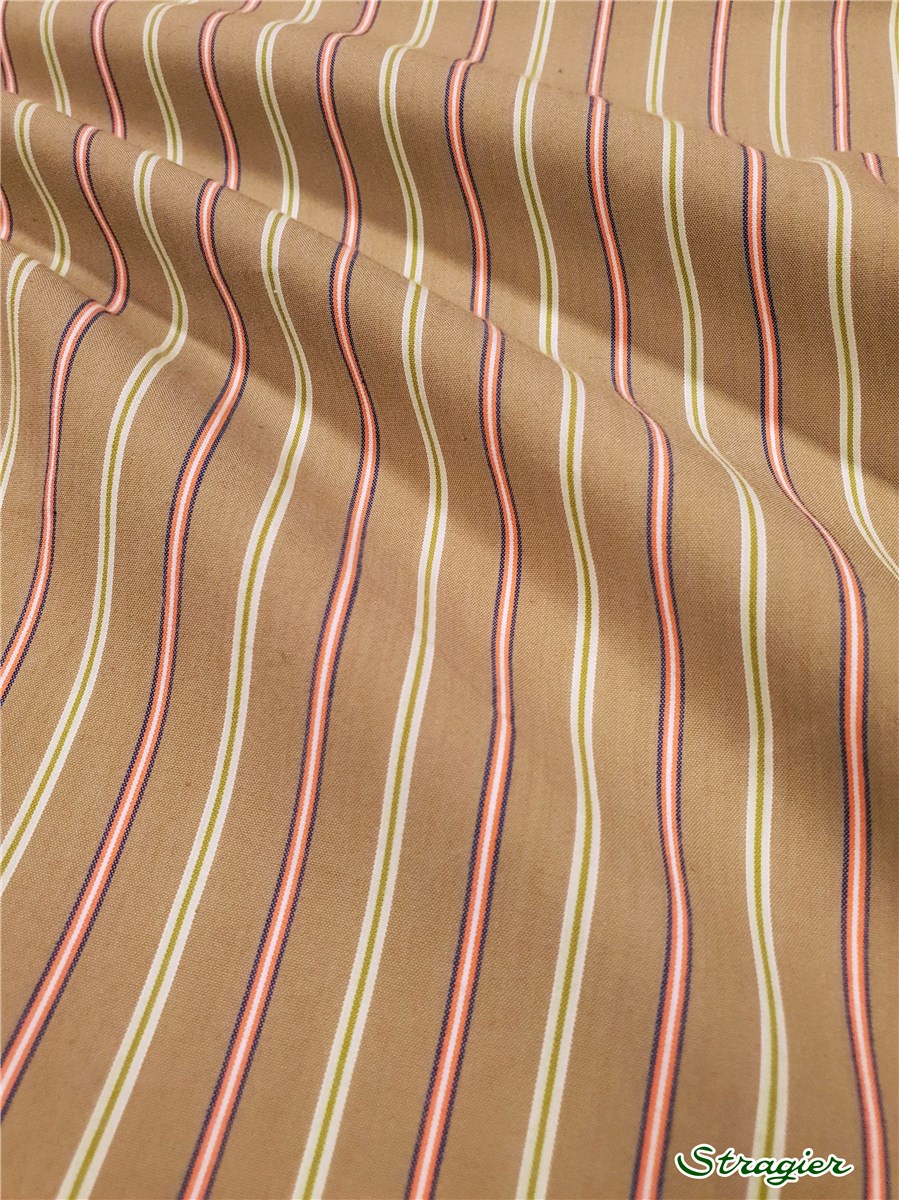 Combed Cotton Poplin - stretch - Rayures - Beige multi