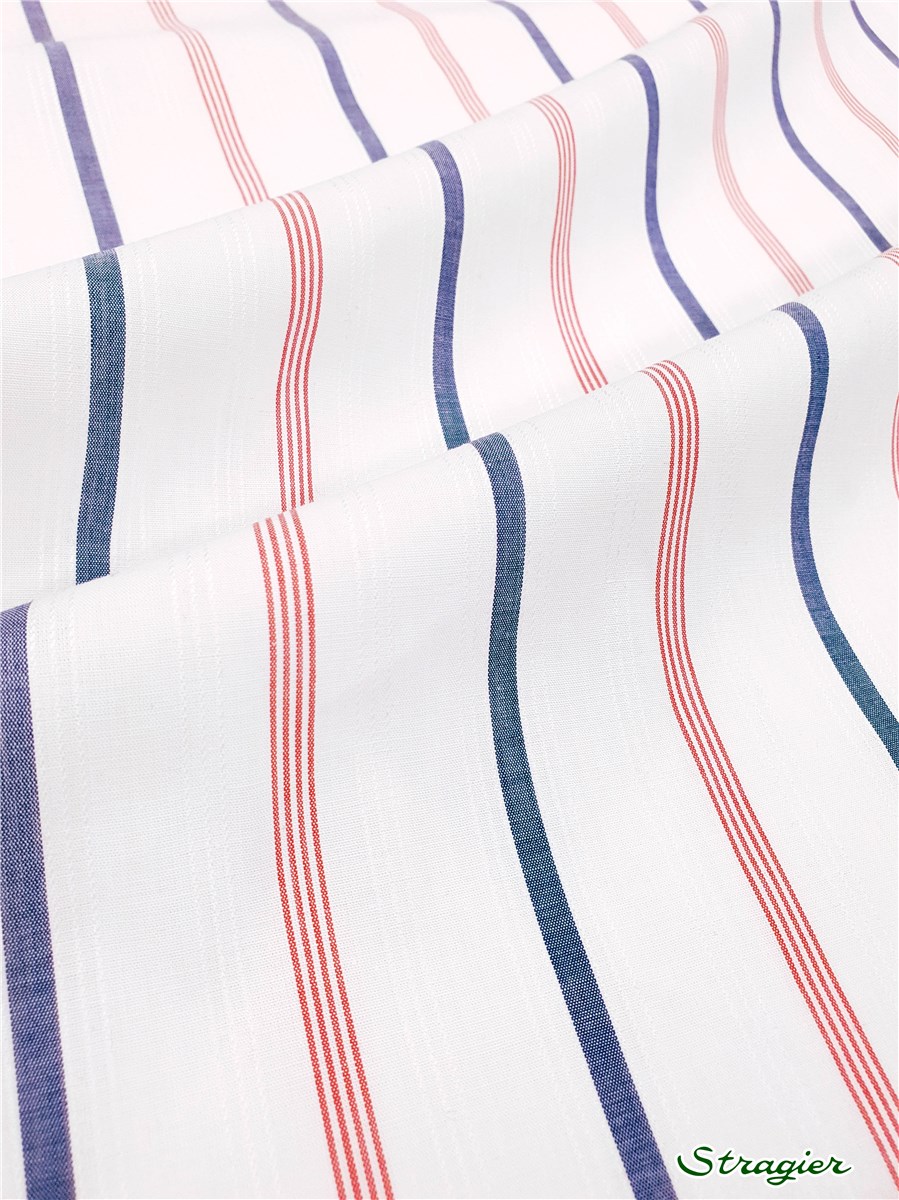 Swiss Cotton - Rayures - Bleu-Rouge-Blanc