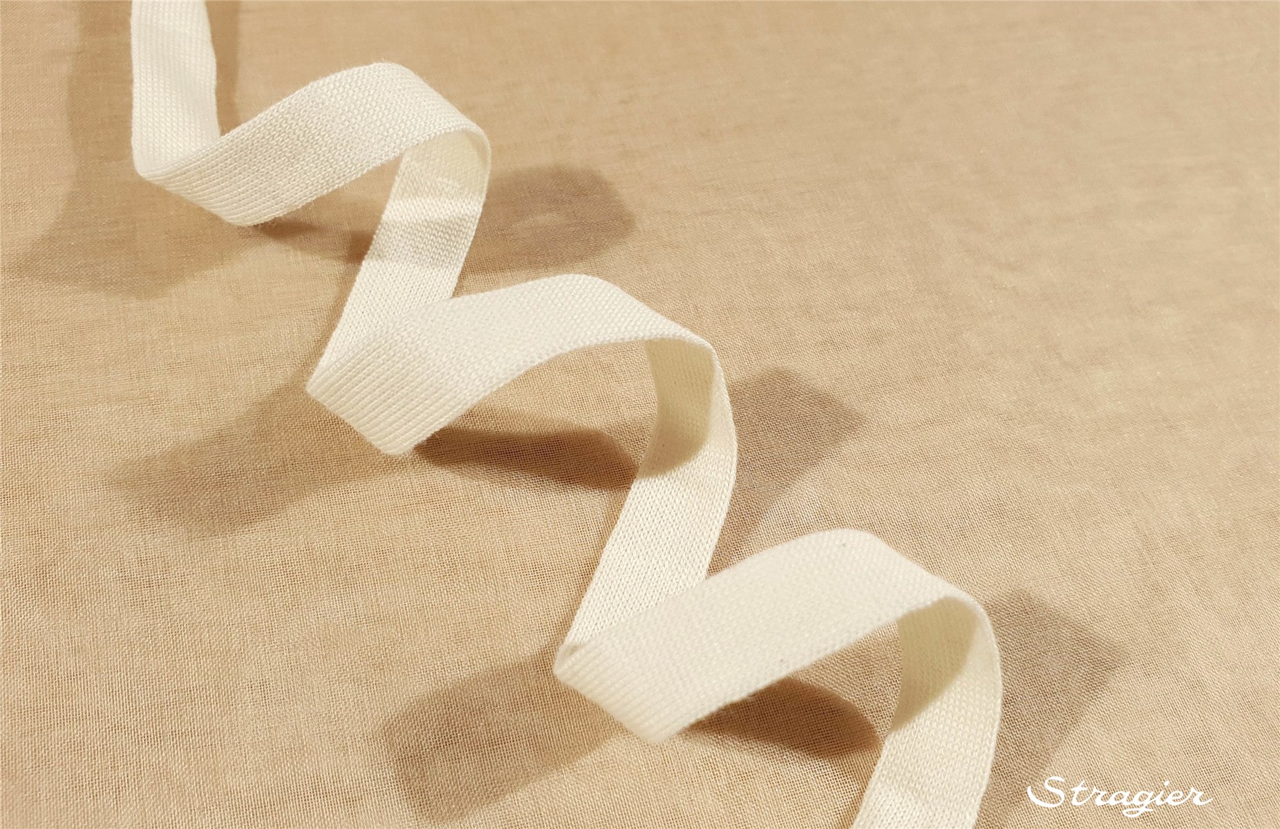 Pure Organic Cotton Tubular Braid - Plain - Crème - 10 mm