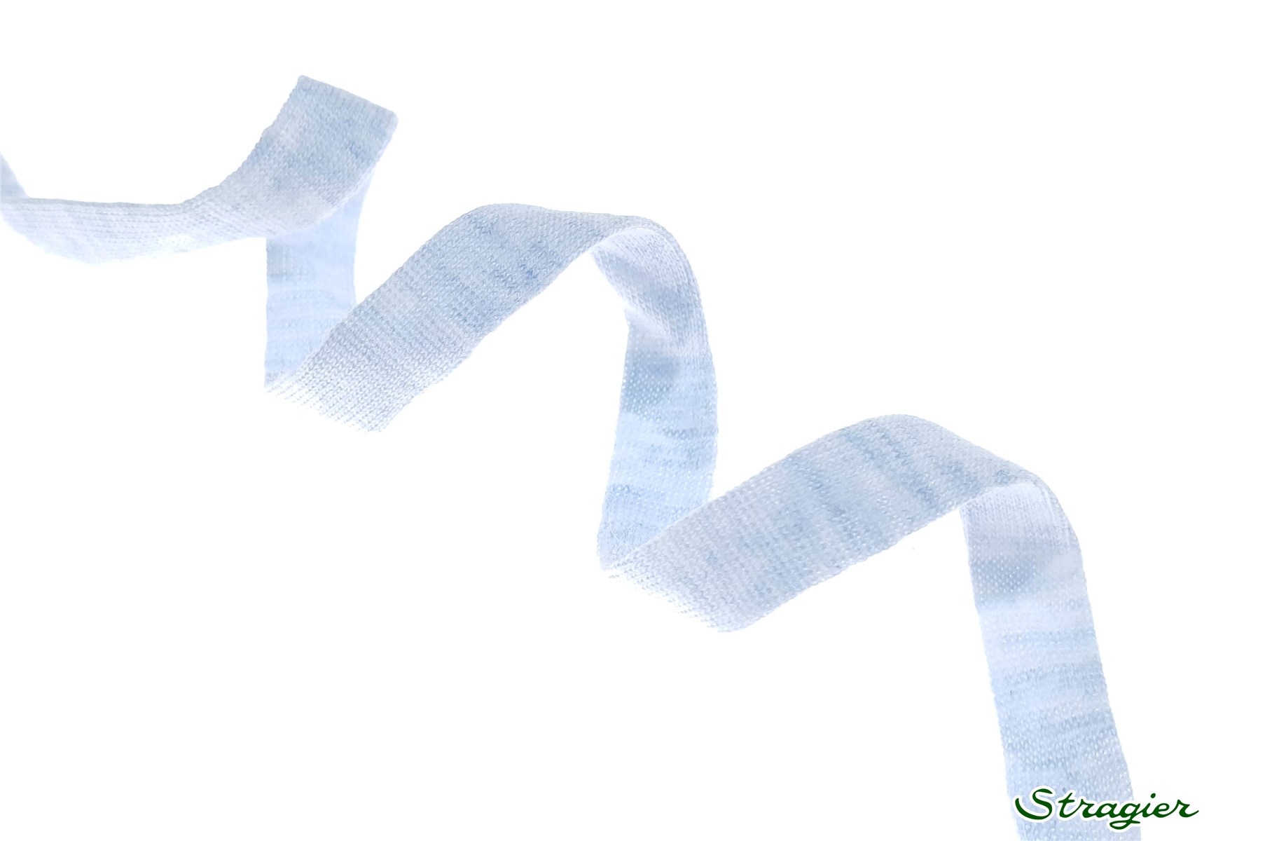 Tresse tubulaire pur Coton Bio - Uni - Bleu Ciel chiné - 10 mm