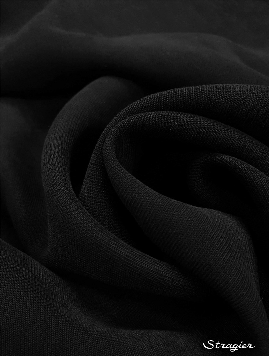 Twill Viscose lourd - Peau de Pêche - uni - Noir 
