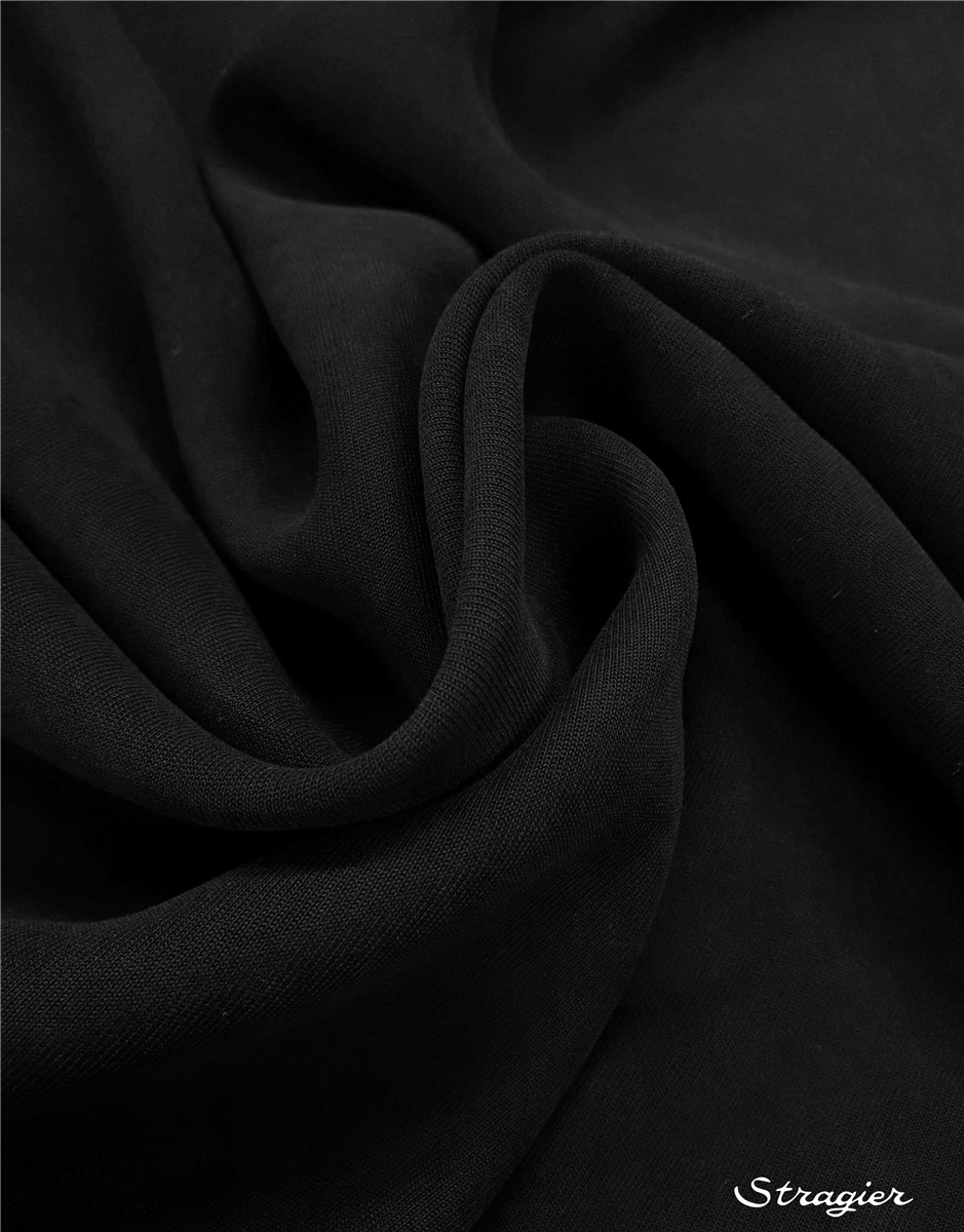 Twill Viscose lourd - Peau de Pêche - uni - Noir