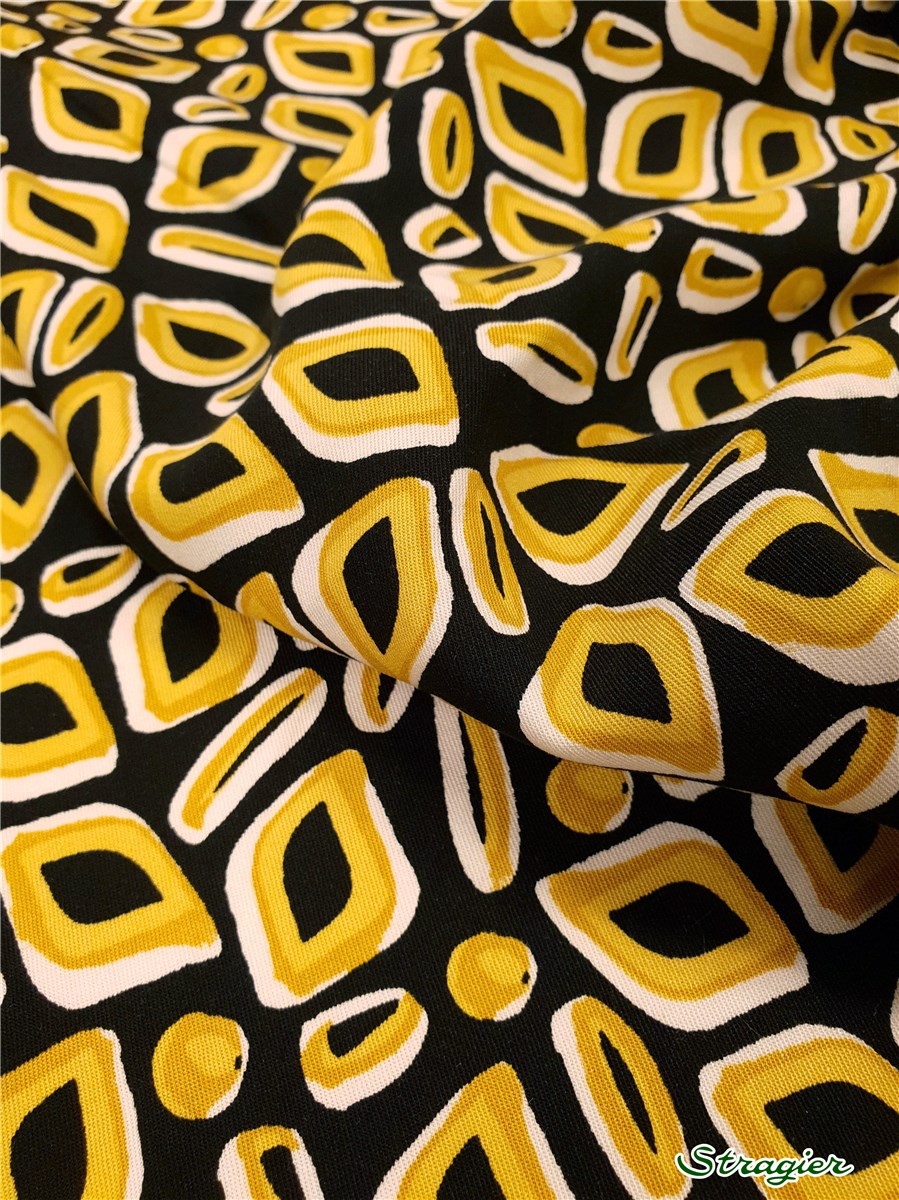 Twill - smooth - Viscose - Savuka - Moutarde/Noir