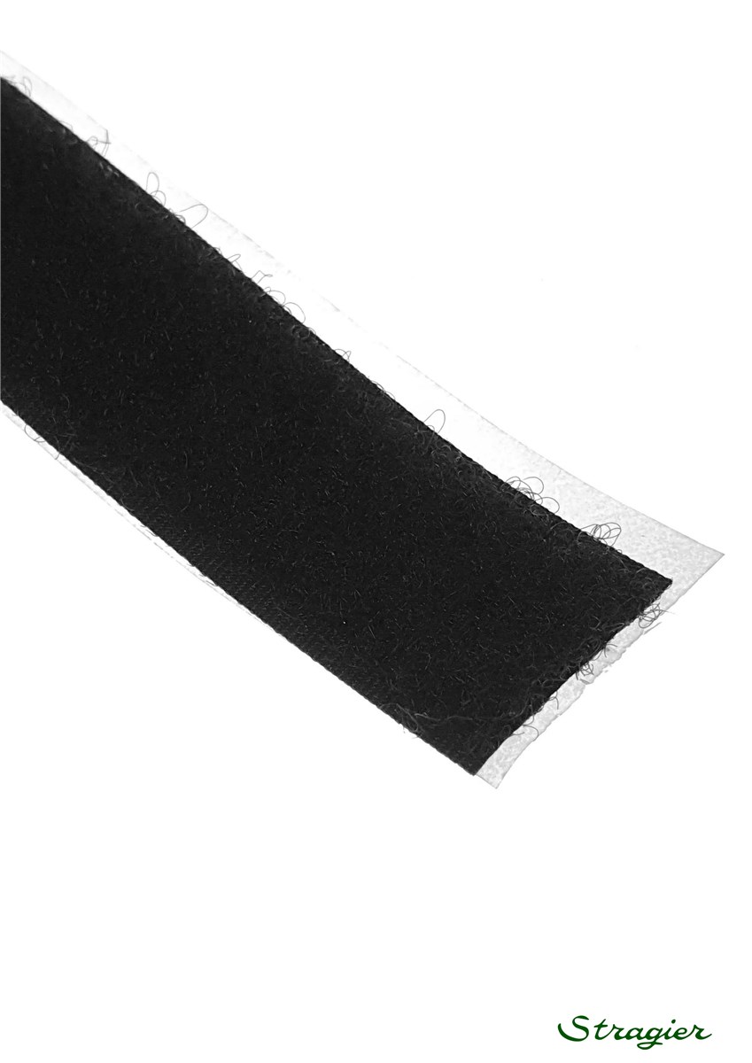 Velcro - Self Adhesive Loop Sticky Back Tape Fastener - Plain - Black - 20 mm