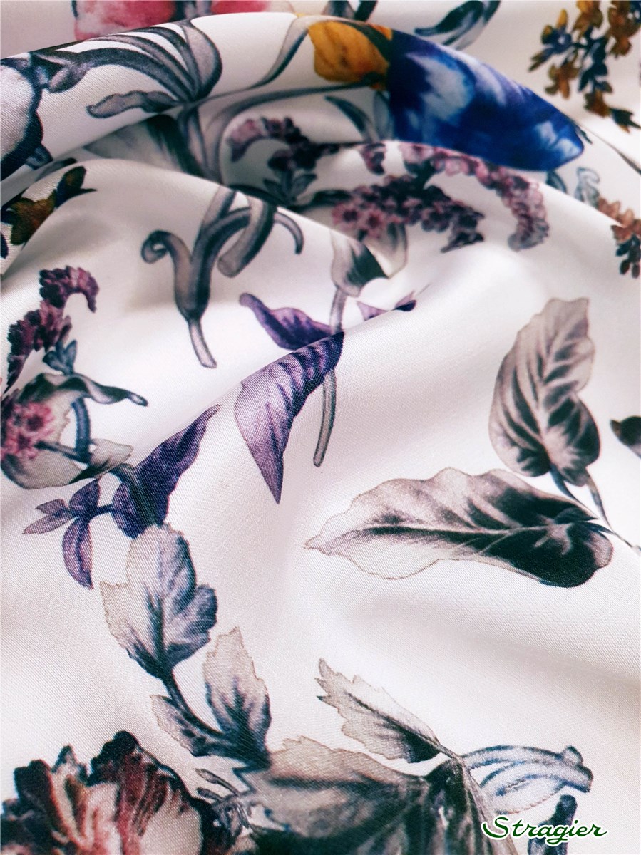 Satin - Micro - Floraline - Off-White