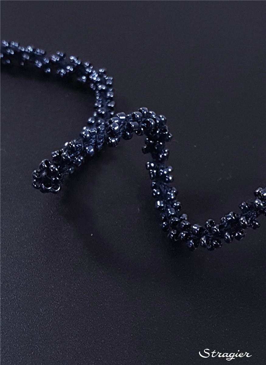 Galon de Perles - uni - Marine foncé