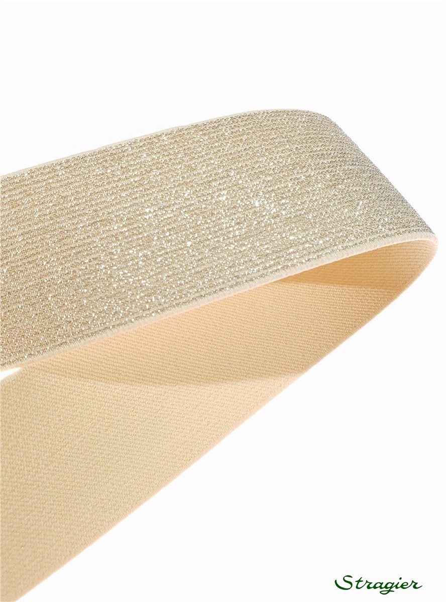 Elastic Tape with Lurex - uni - Or clair - 50 mm