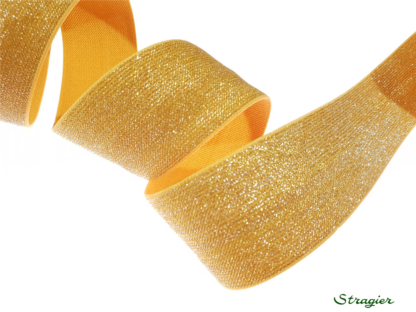 Elastic Tape with Lurex - uni - Safran Or - 50 mm