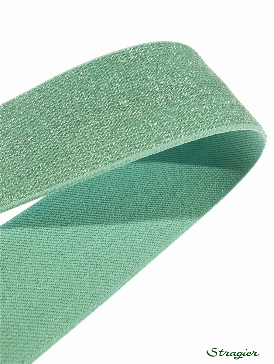 Elastic Tape with Lurex - uni - Menthe vive - 50 mm