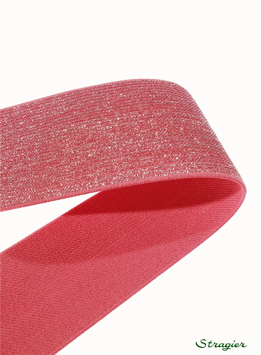 Elastic Tape with Lurex - uni - Framboise - 50 mm