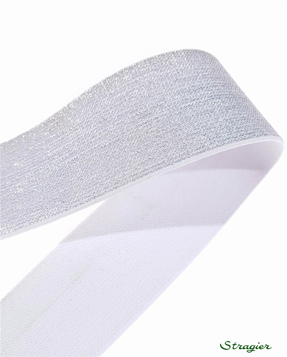 Elastique Lurex - uni - Blanc argent - 50 mm