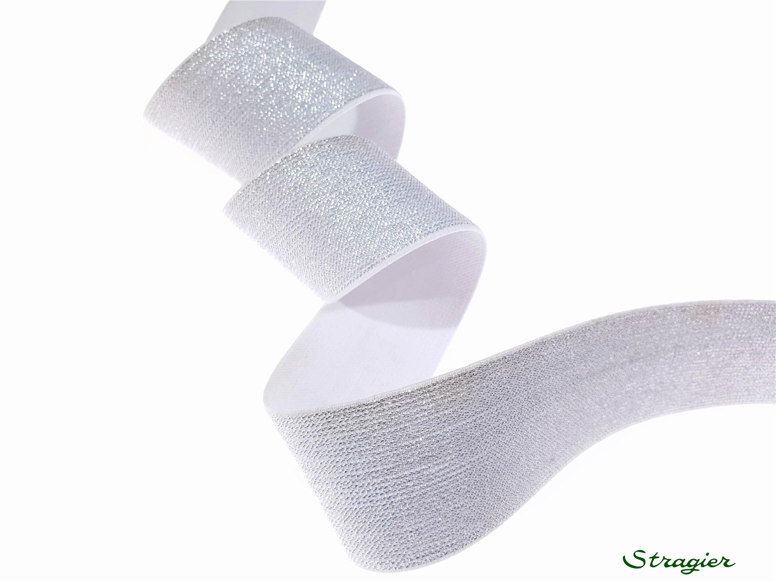 Elastique Lurex - uni - Blanc argent - 50 mm