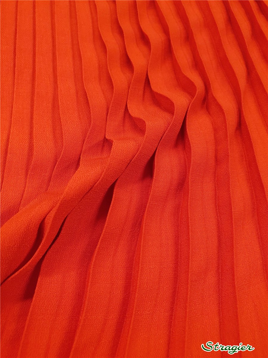 Panneau batiste plissée - uni - Orange Corail - 150 cm