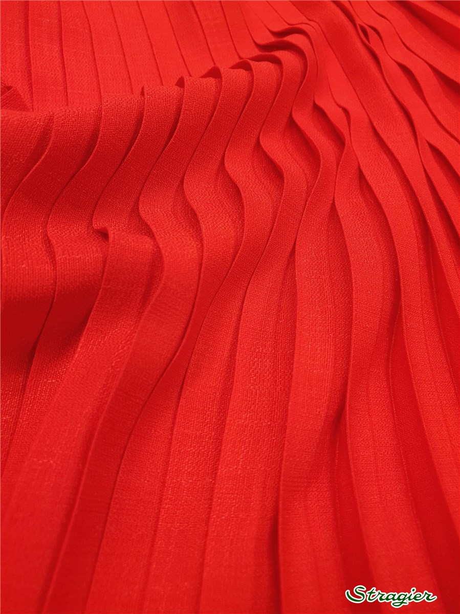Panneau batiste plissée - uni - Rouge - 150 cm