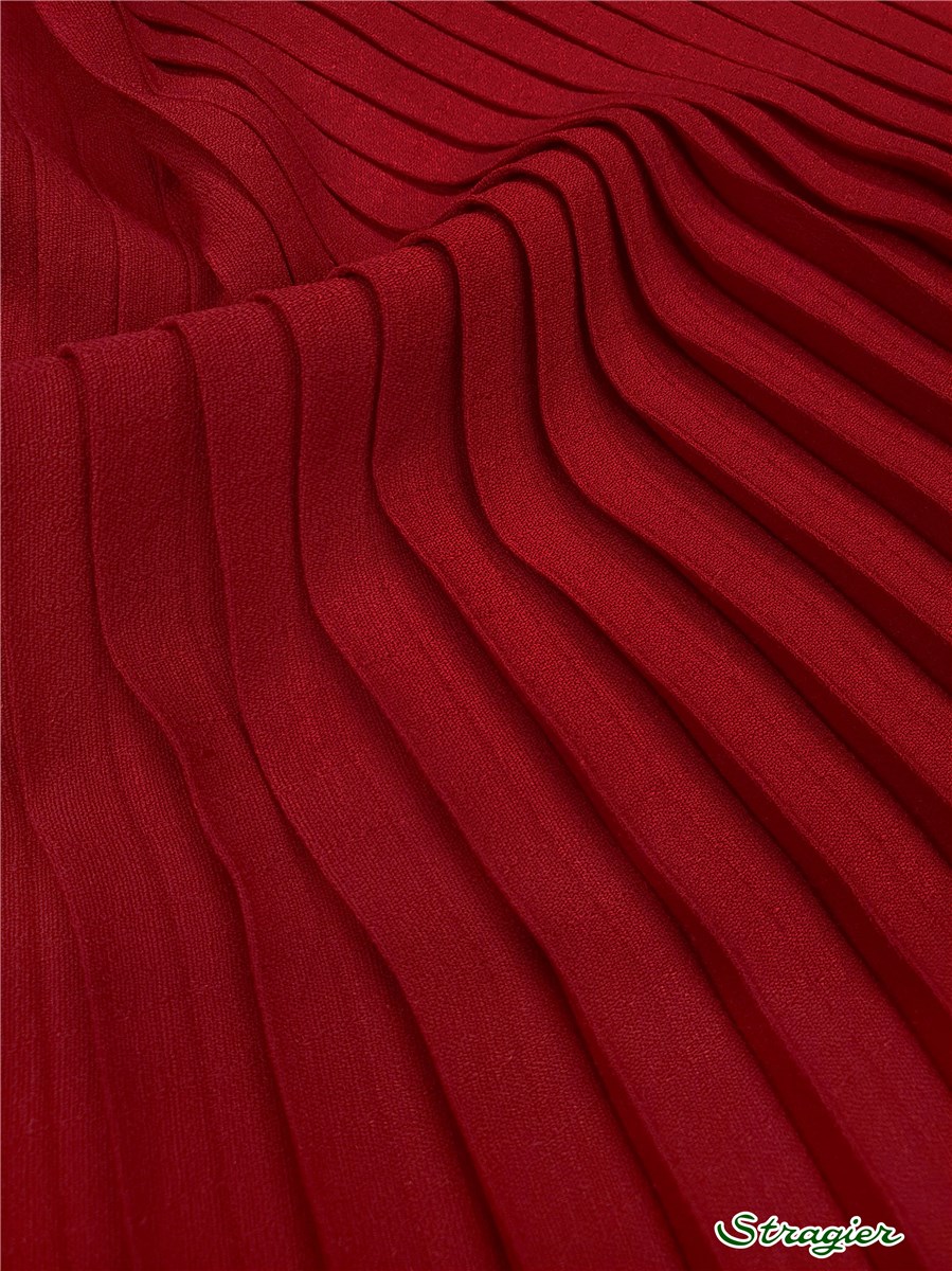 Panneau batiste plissée - uni - Rouge Cerise - 150 cm