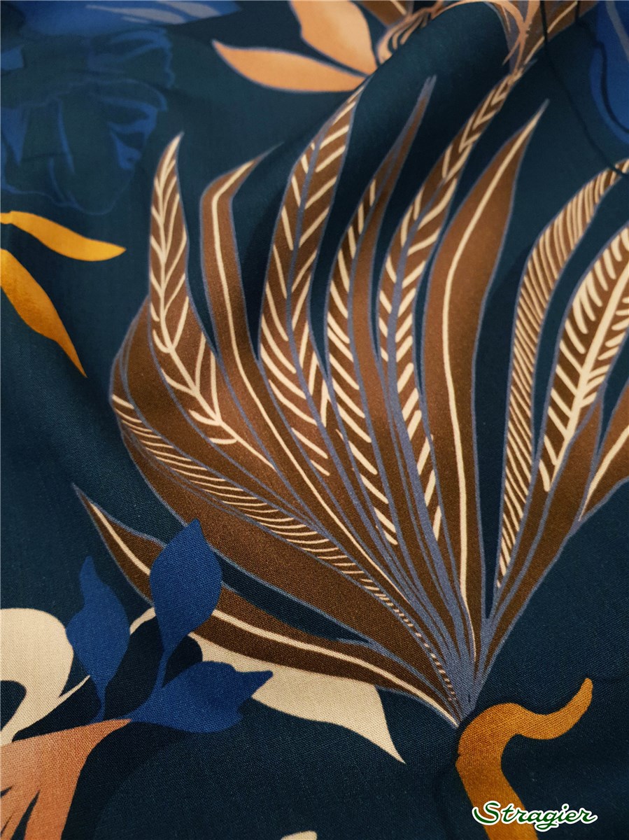 Combed Cotton Poplin - Gipsia - Bleu Petrole-Ocre