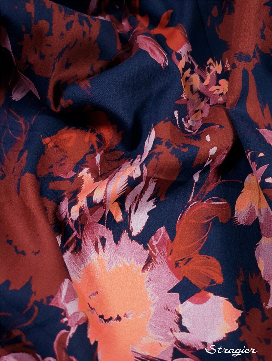 Coton peigné extra fin - Pasture - Bleu Acier-Sienne 