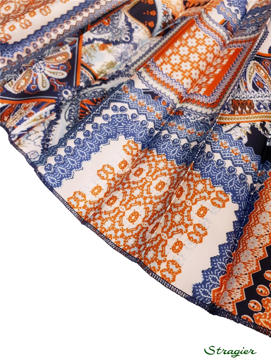 Pleated Panel "Plissé Soleil" - Foulard - Orange-Indigo - Delivery beginning of august