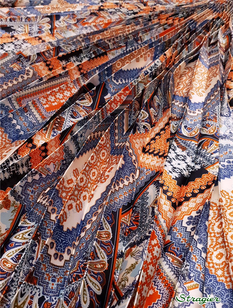 Panneau Plissé Soleil - Foulard - Orange-Indigo