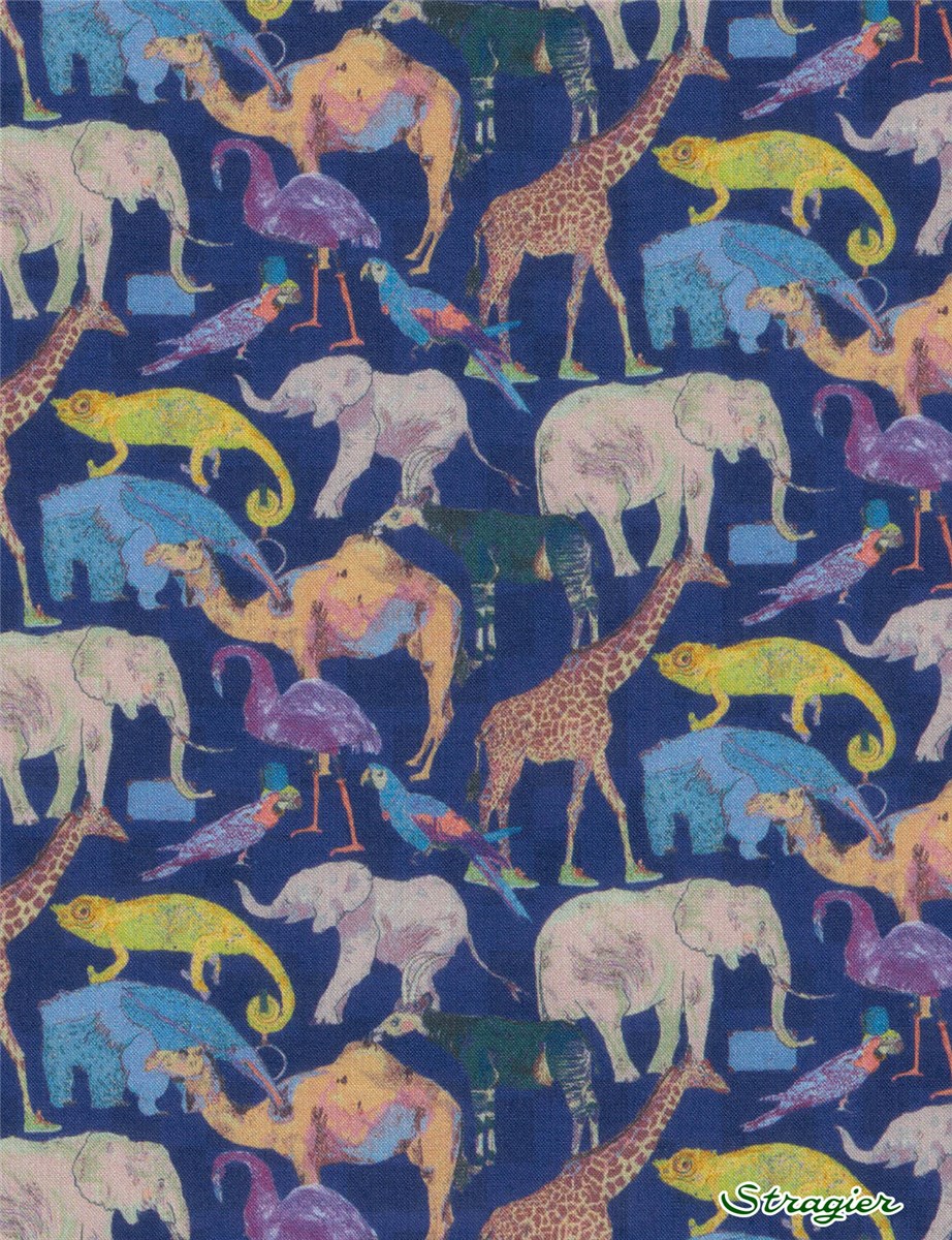 Liberty Tana Lawn - Queue For The Zoo - Deep Blue
