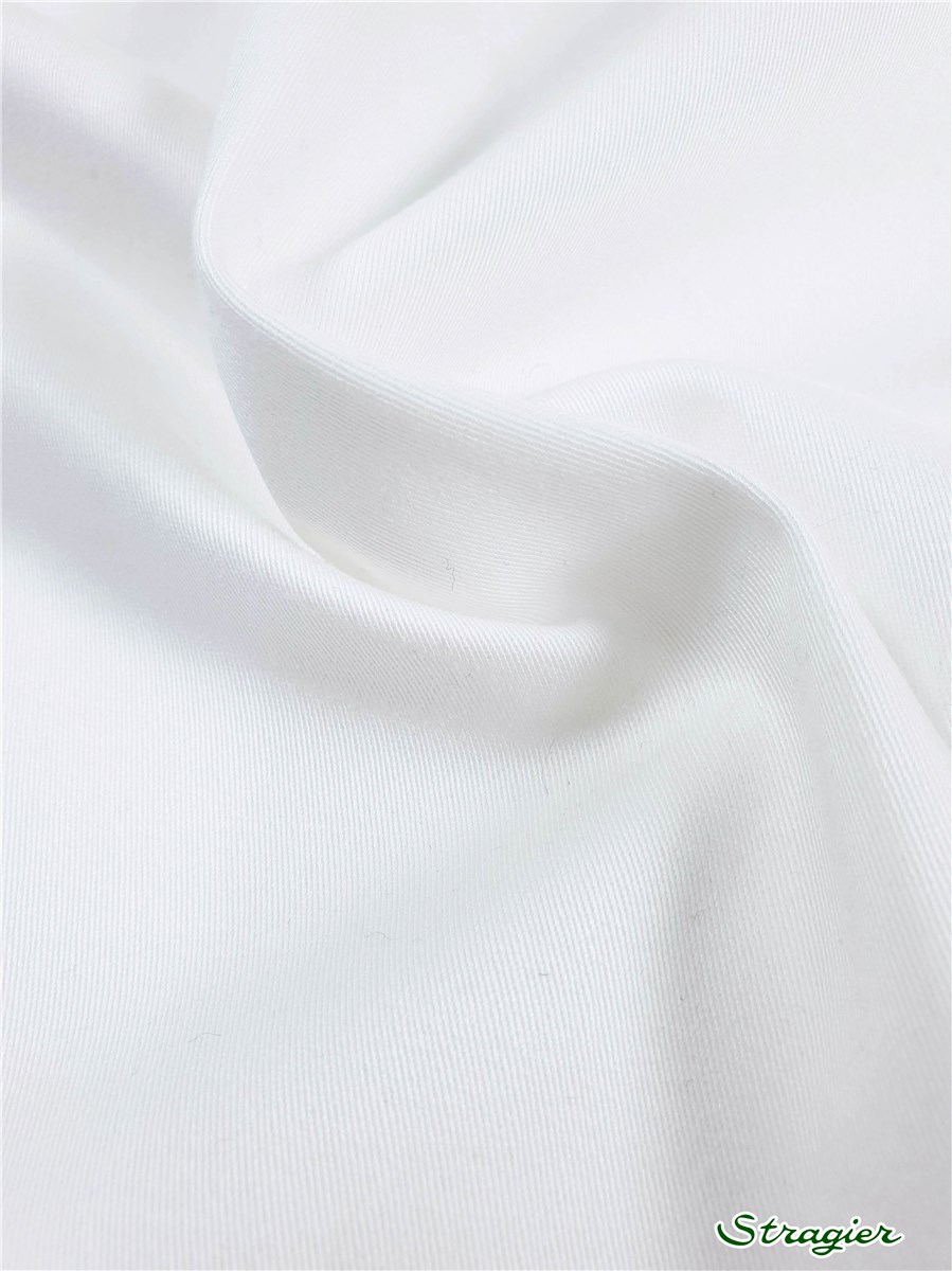 Coton sergé extensible - uni - Blanc 