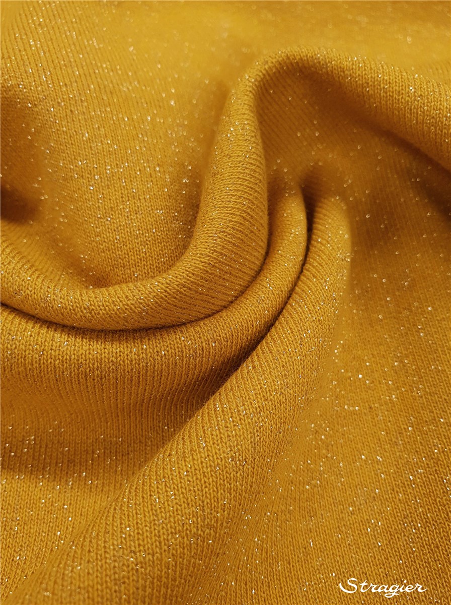 Sweatshirt molletonné scintillant - uni - Moutarde 