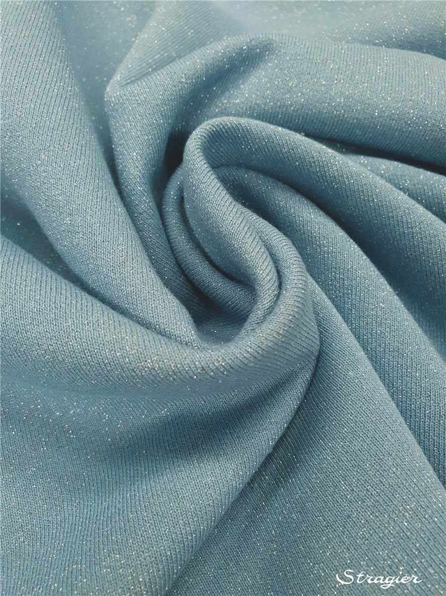 Sweatshirt Fabric - fleecy - sparkling - uni - Bleu Nuage argent