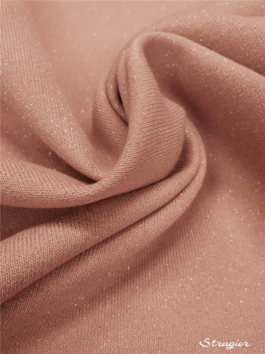 Sweatshirt molletonné scintillant - uni - Rose Zéphyr 